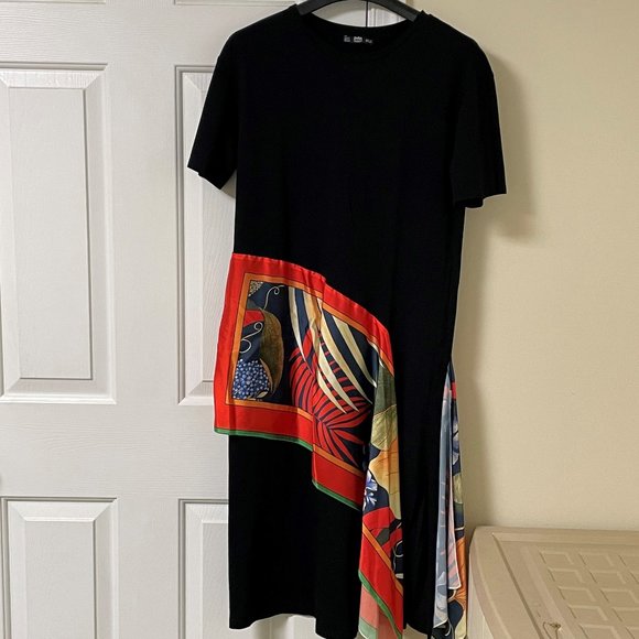 Zara Printed Scarf T-Shirt Dress - Picture 1 of 14